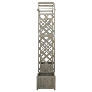 Πέργκολα Κήπου με Ζαρντινιέρες Γκρι από Μασίφ Ξύλο Ελάτης