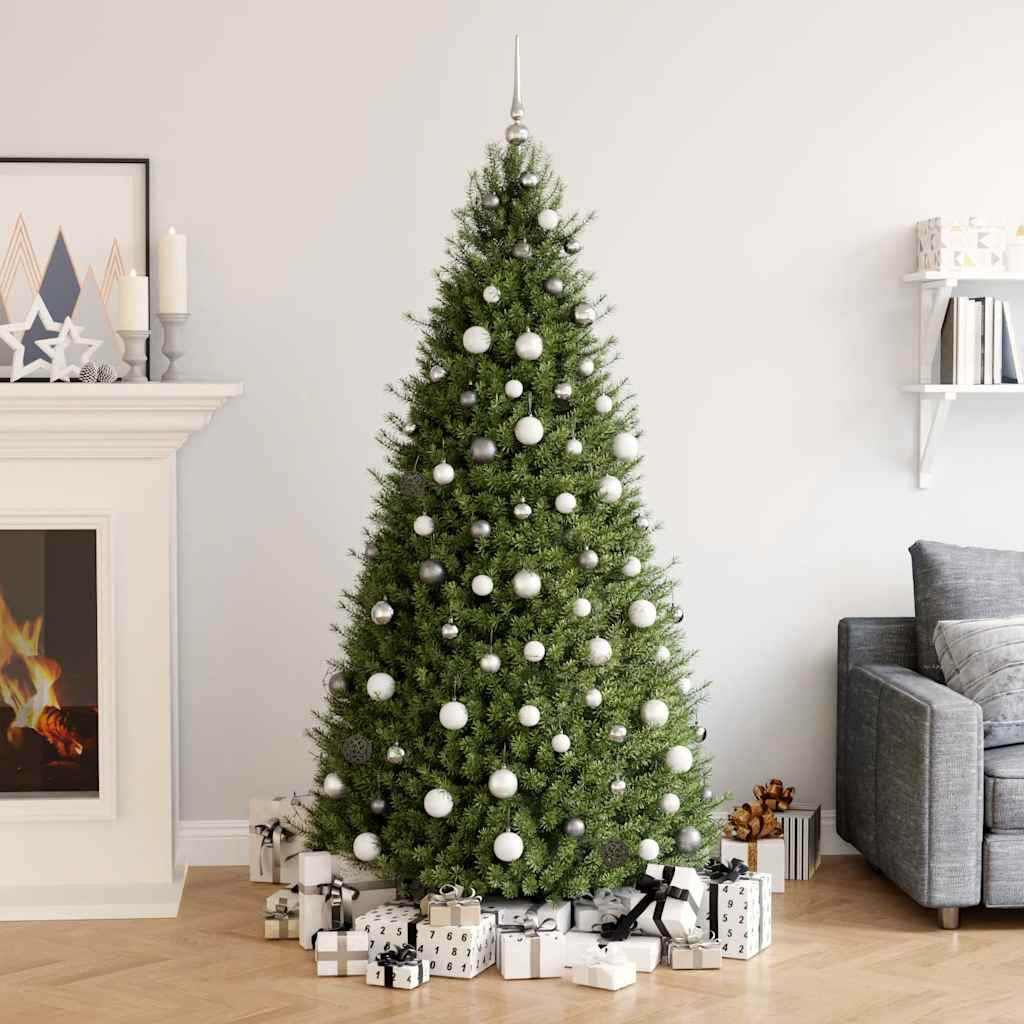 Χριστουγεν. Μπάλες Σετ 120 τεμ με Κορυφή & 300 LED Λευκό/Γκρι