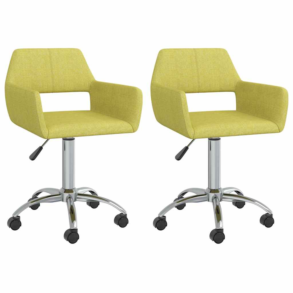 Καρέκλες Τραπεζαρίας Περιστρεφόμενες 2 τεμ Πράσινες Υφασμάτινες - Pakobazaar