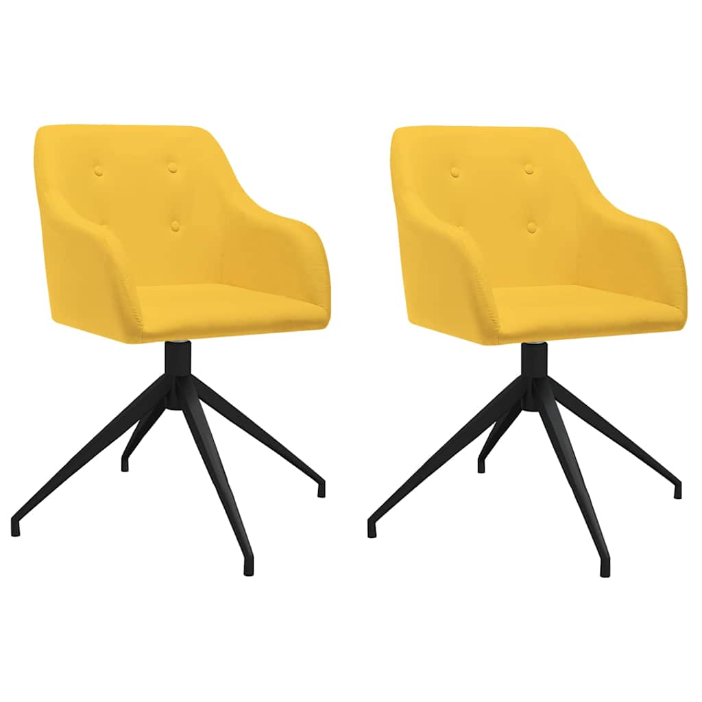 Καρέκλες Τραπεζαρίας Περιστρεφόμενες 2 τεμ Κίτρινες Υφασμάτινες