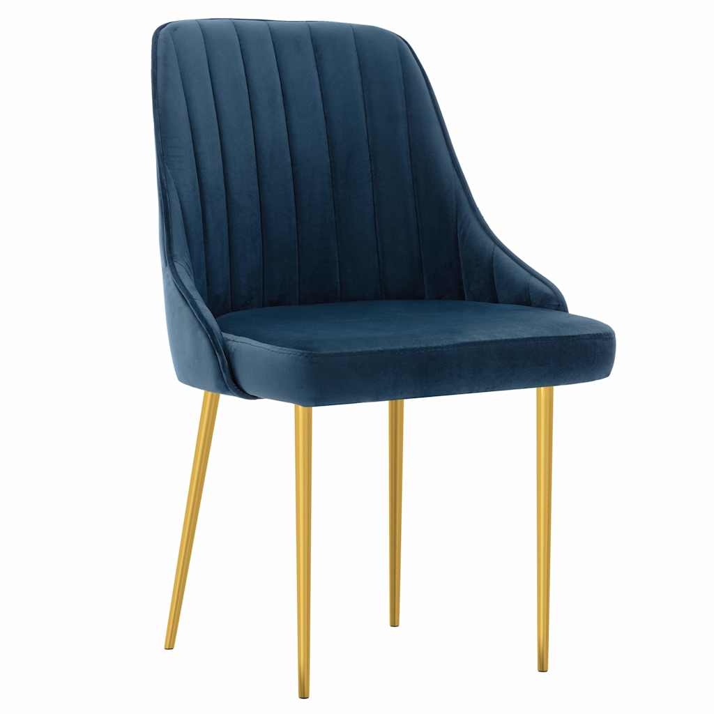 Καρέκλες Τραπεζαρίας 2 τεμ. Μπλε Βελούδινες