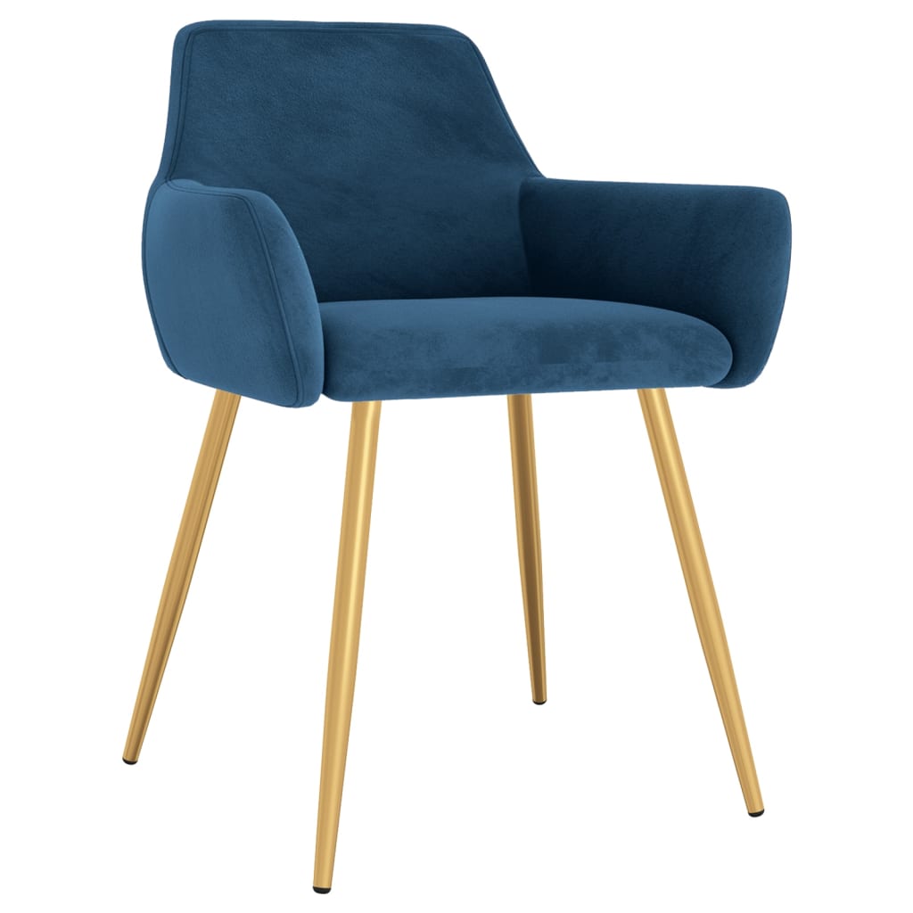 Καρέκλες Τραπεζαρίας 2 τεμ. Μπλε Βελούδινες