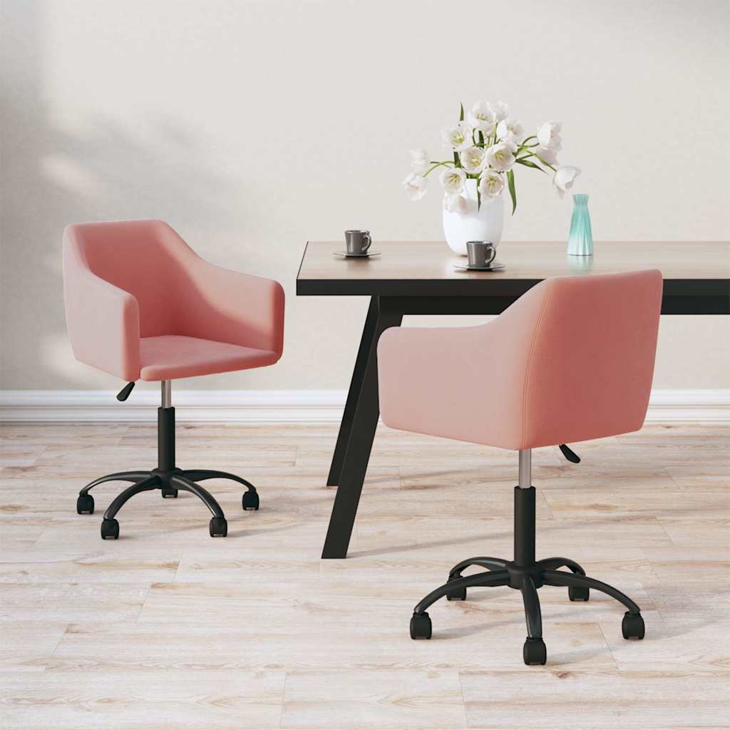 Καρέκλες Τραπεζαρίας Περιστρεφόμενες 2 τεμ. Ροζ Βελούδινες - Pakobazaar