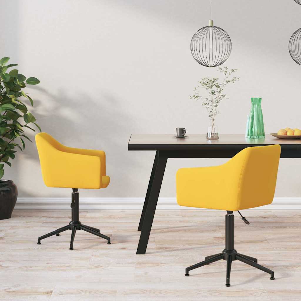 Καρέκλες Τραπεζαρίας Περιστρεφόμενες 2 τεμ. Κίτρινες Βελούδινες