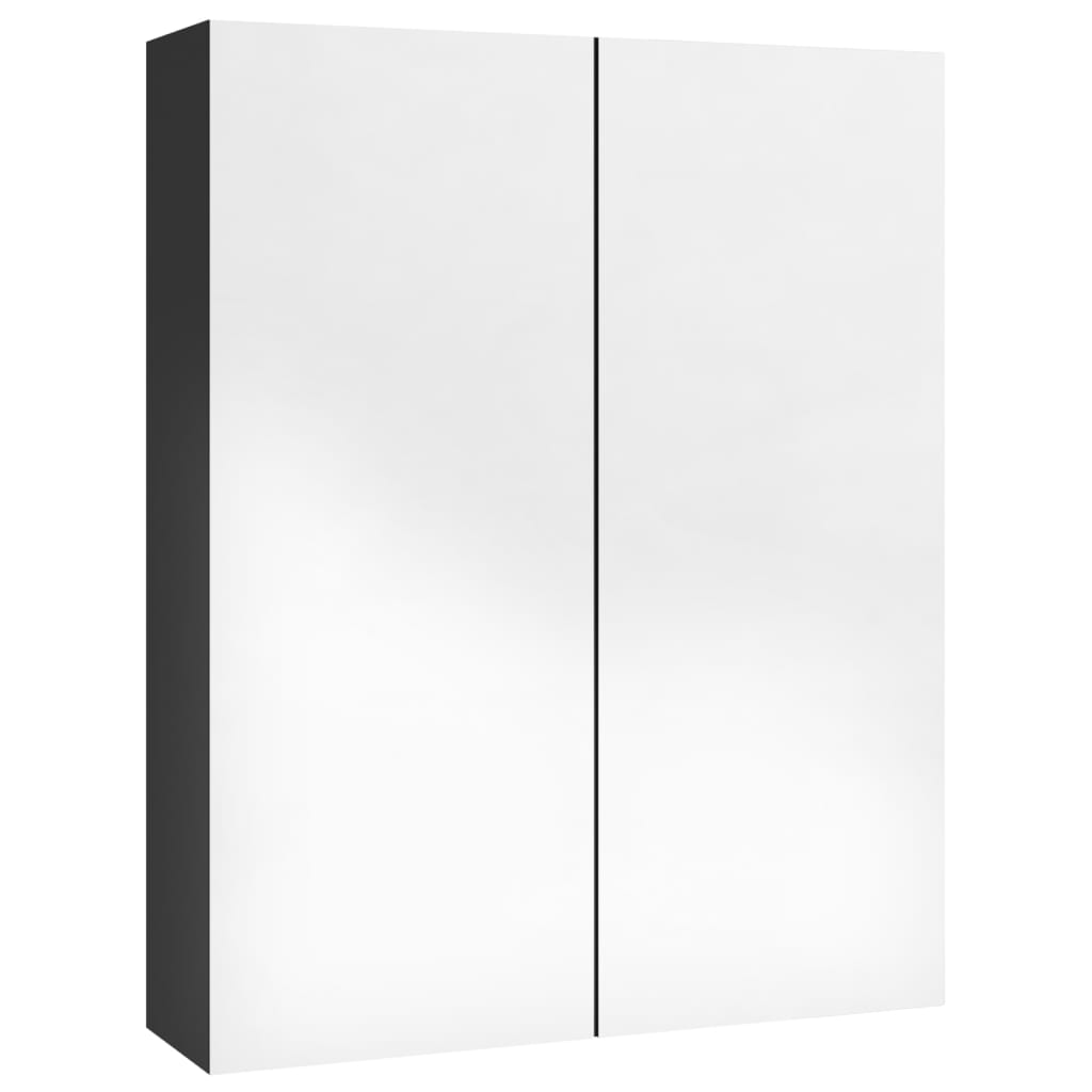 Ντουλάπι Μπάνιου με Καθρέφτη 60x15x75 εκ. Λαμπερό Μαύρο από MDF