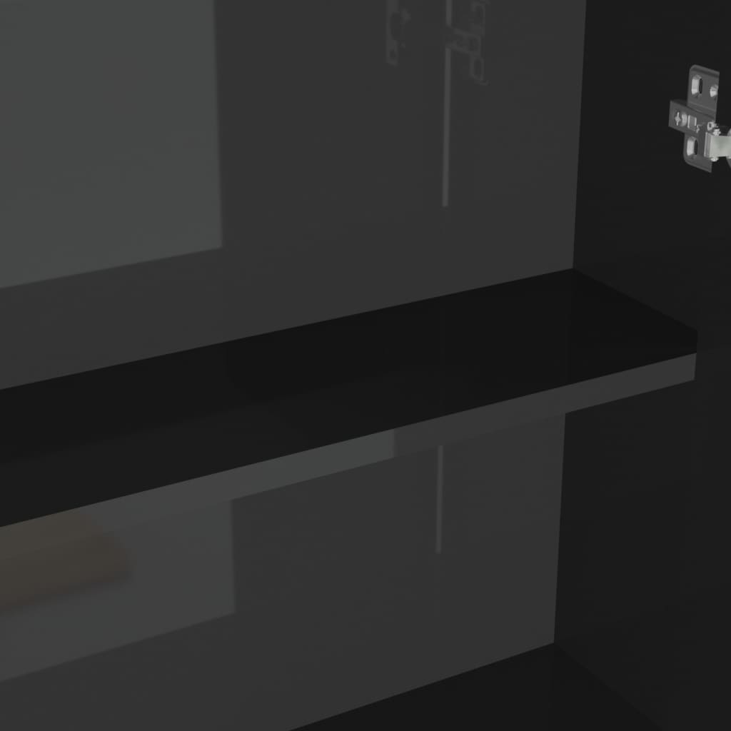 Ντουλάπι Μπάνιου με Καθρέφτη 60x15x75 εκ. Λαμπερό Μαύρο από MDF