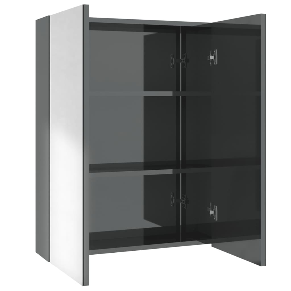 Ντουλάπι Μπάνιου με Καθρέφτη Γκρι 60 x 15 x 75 εκ. από MDF