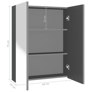 Ντουλάπι Μπάνιου με Καθρέφτη Ανθρακί 60 x 15 x 75 εκ. από MDF