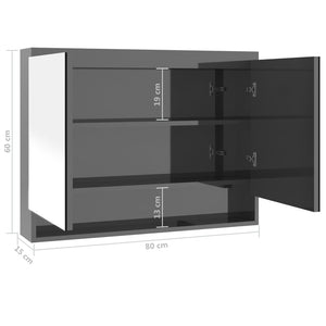 Ντουλάπι Μπάνιου με Καθρέφτη 80x15x60 εκ. Γκρι από MDF