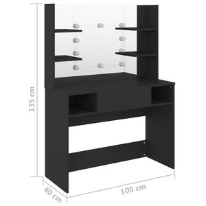 Έπιπλο Μακιγιάζ με Φωτισμό LED Μαύρο 100 x 40 x 135 εκ. από MDF - Pakobazaar
