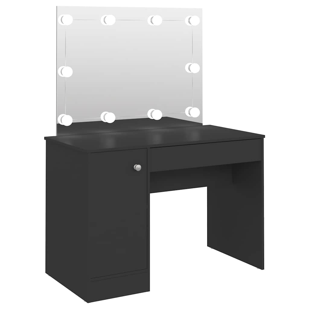 Έπιπλο Μακιγιάζ με Φωτισμό LED Μαύρο 110 x 55 x 145 εκ. από MDF - Pakobazaar
