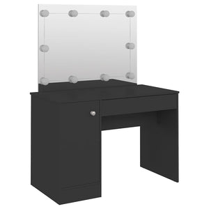 Έπιπλο Μακιγιάζ με Φωτισμό LED Μαύρο 110 x 55 x 145 εκ. από MDF - Pakobazaar