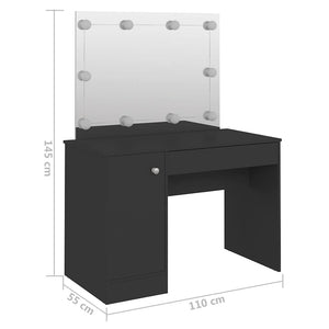 Έπιπλο Μακιγιάζ με Φωτισμό LED Μαύρο 110 x 55 x 145 εκ. από MDF - Pakobazaar