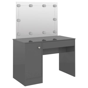 Έπιπλο Μακιγιάζ με Φωτισμό LED Λαμπερό Γκρι 110x55x145 εκ. MDF - Pakobazaar