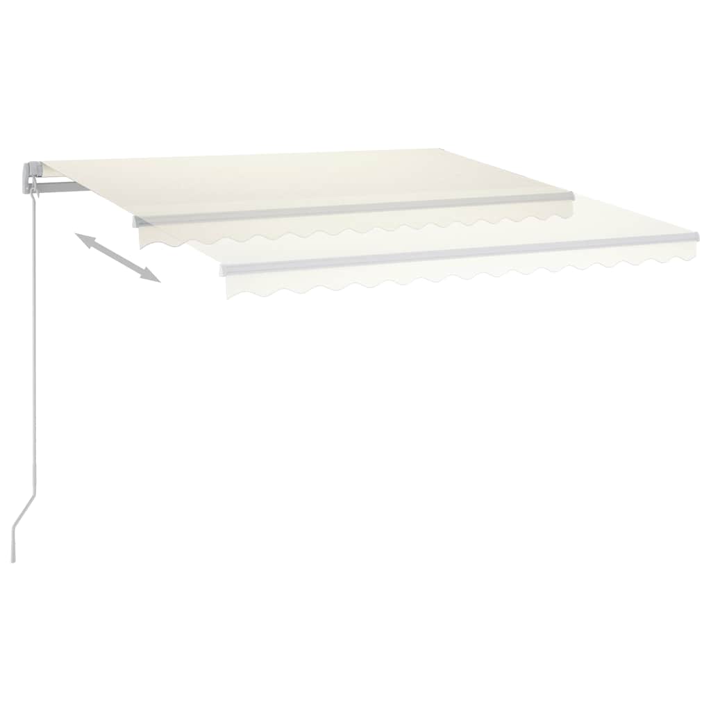 Τέντα Συρόμενη Χειροκίνητη με LED Κρεμ 300 x 250 εκ. - PAKOBAZAAR