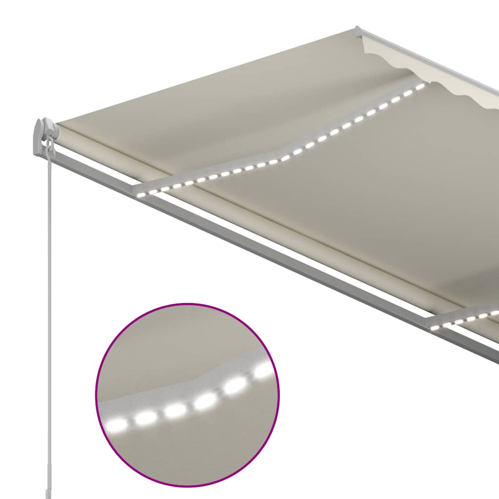 Τέντα Συρόμενη Χειροκίνητη με LED Κρεμ 300 x 250 εκ. - PAKOBAZAAR