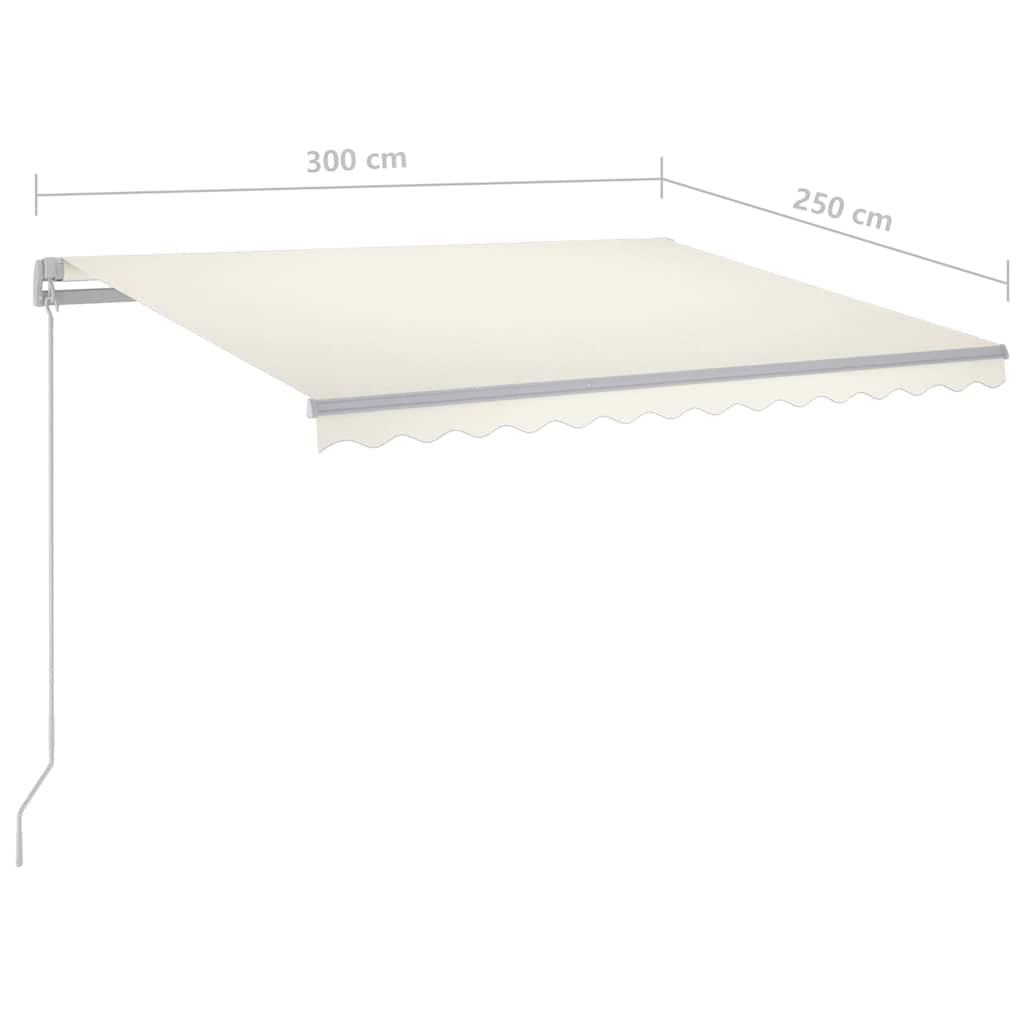 Τέντα Συρόμενη Χειροκίνητη με LED Κρεμ 300 x 250 εκ. - PAKOBAZAAR