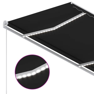Τέντα Συρόμενη Χειροκίνητη με LED Ανθρακί 300 x 250 εκ. - PAKOBAZAAR