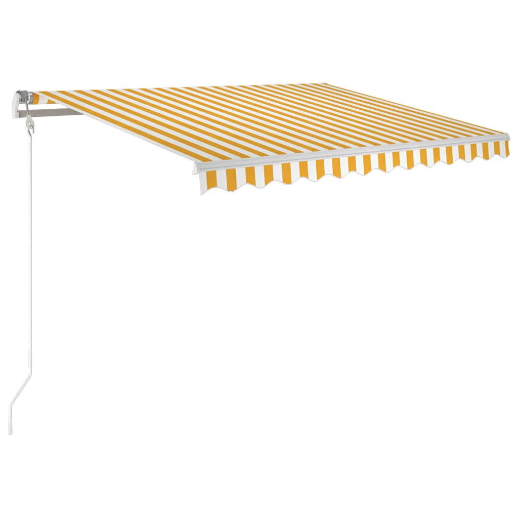 Τέντα Αυτόματη με LED & Αισθ. Ανέμου Κίτρινο/Λευκό 300x250 εκ. - Pakobazaar
