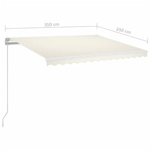 Τέντα Συρόμενη Χειροκίνητη Κρεμ 350 x 250 εκ. - PAKOBAZAAR