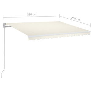 Τέντα Συρόμενη Χειροκίνητη με LED Κρεμ 350 x 250 εκ. - Pakobazaar