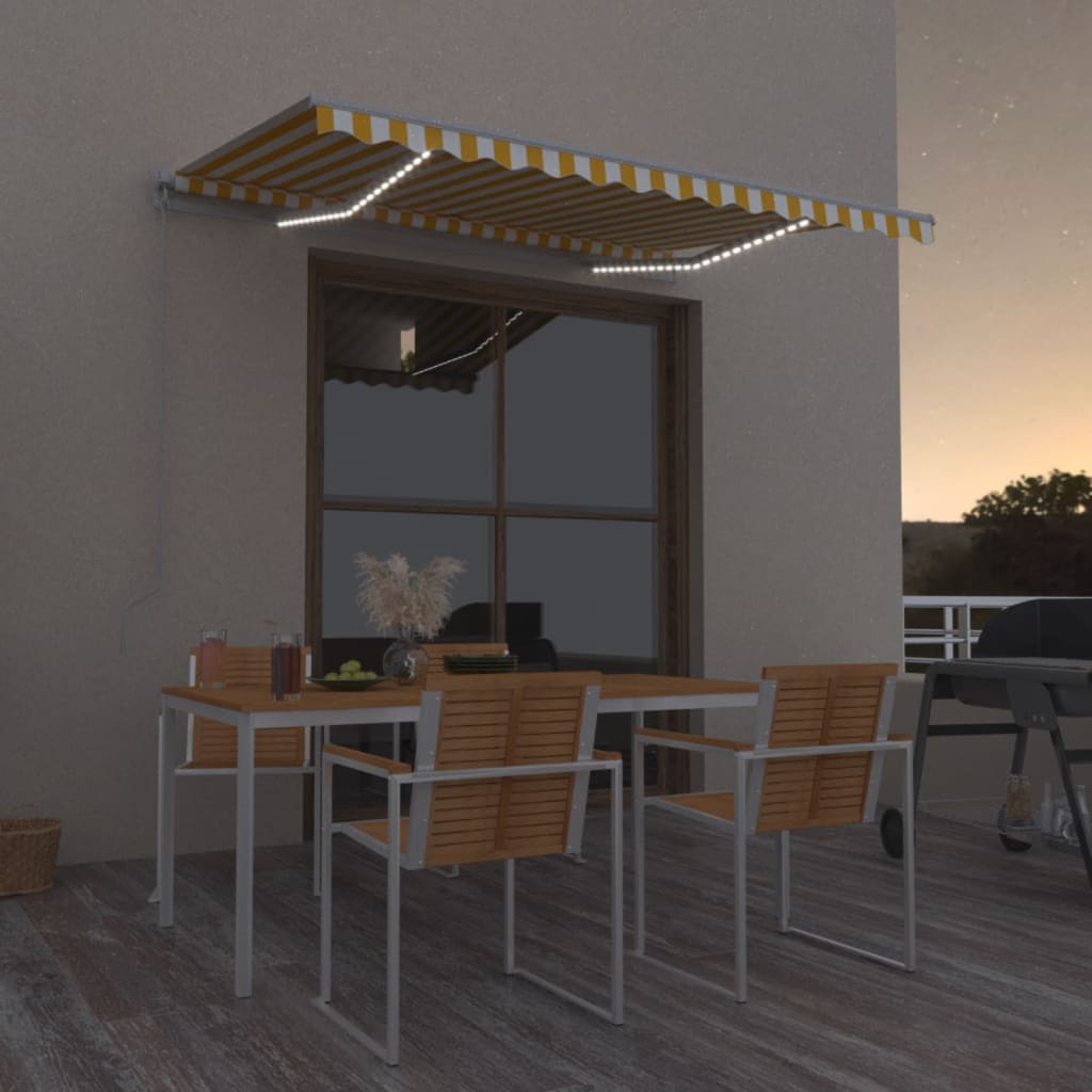 Τέντα Συρόμενη Χειροκίνητη με LED Κίτρινο / Λευκό 350 x 250 εκ. - Pakobazaar