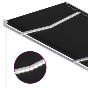 Τέντα Συρόμενη Χειροκίνητη με LED Ανθρακί 350 x 250 εκ.