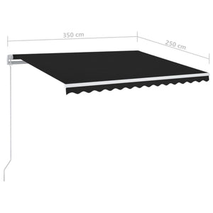 Τέντα Συρόμενη Χειροκίνητη με LED Ανθρακί 350 x 250 εκ.