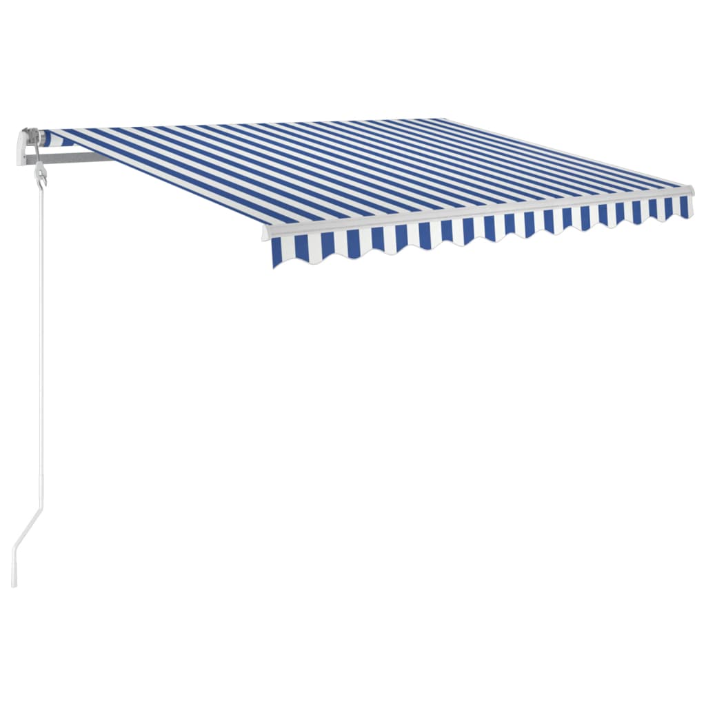 Αυτόματη Τέντα με LED και Αισθητήρα Ανέμου 350x250 εκ. Μπλε και Λευκό - Pakobazaar