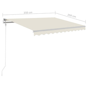 Τέντα Αυτόματη με LED & Αισθητήρα Ανέμου Κρεμ 350x250 εκ. - Pakobazaar