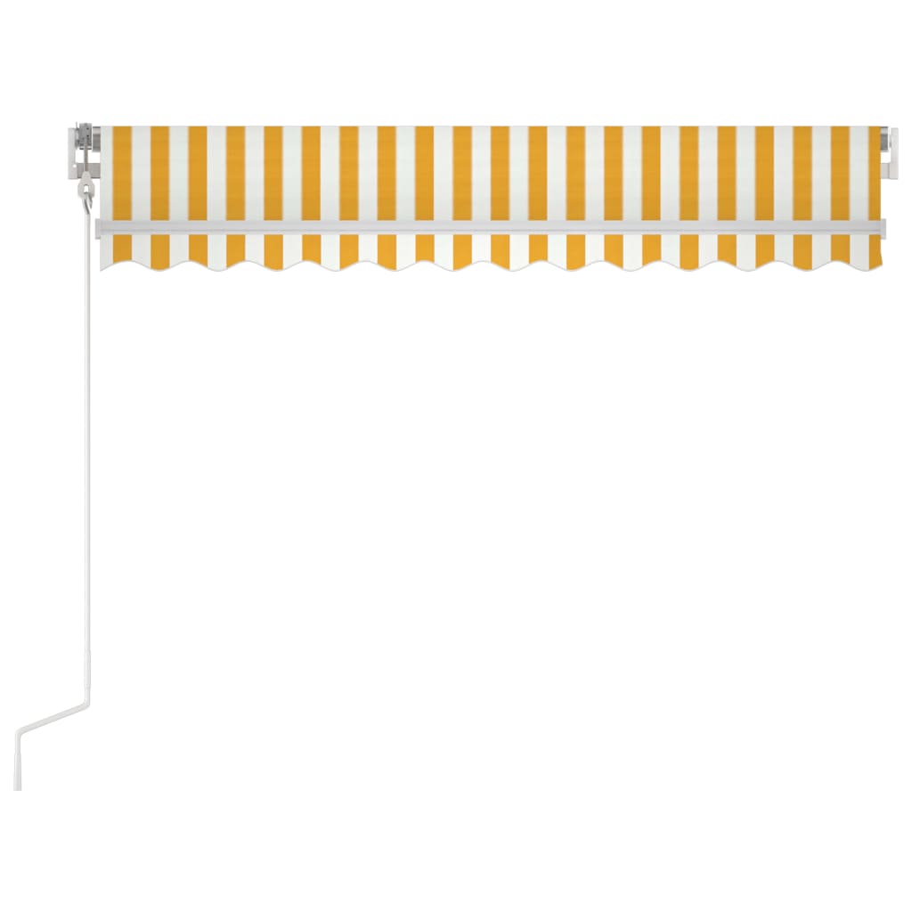Τέντα Αυτόματη με LED & Αισθ. Ανέμου Κίτρινο/Λευκό 350x250 εκ. - Pakobazaar