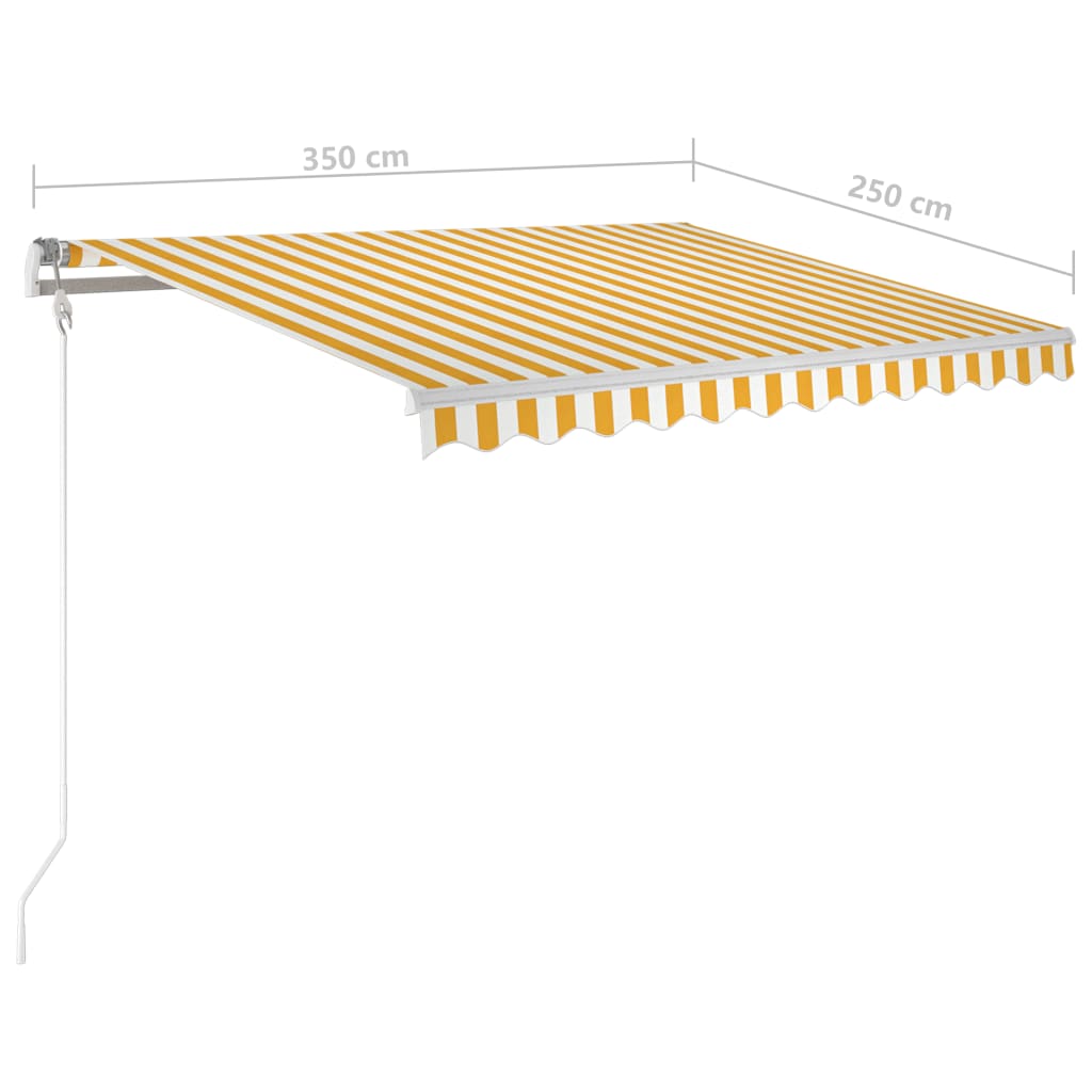 Τέντα Αυτόματη με LED & Αισθ. Ανέμου Κίτρινο/Λευκό 350x250 εκ. - Pakobazaar