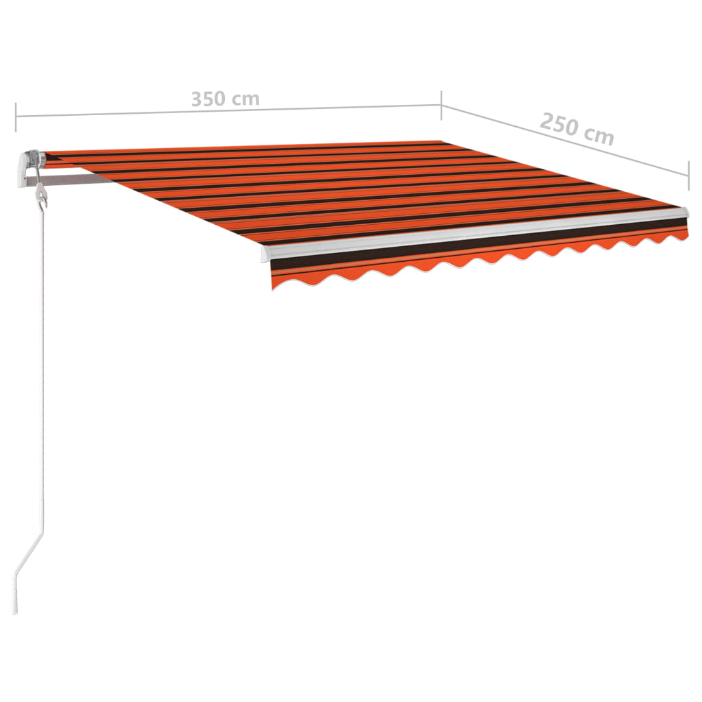 Τέντα Αυτόματη με LED&Αισθητ. Ανέμου Πορτοκαλί/Καφέ 350x250 εκ. - Pakobazaar