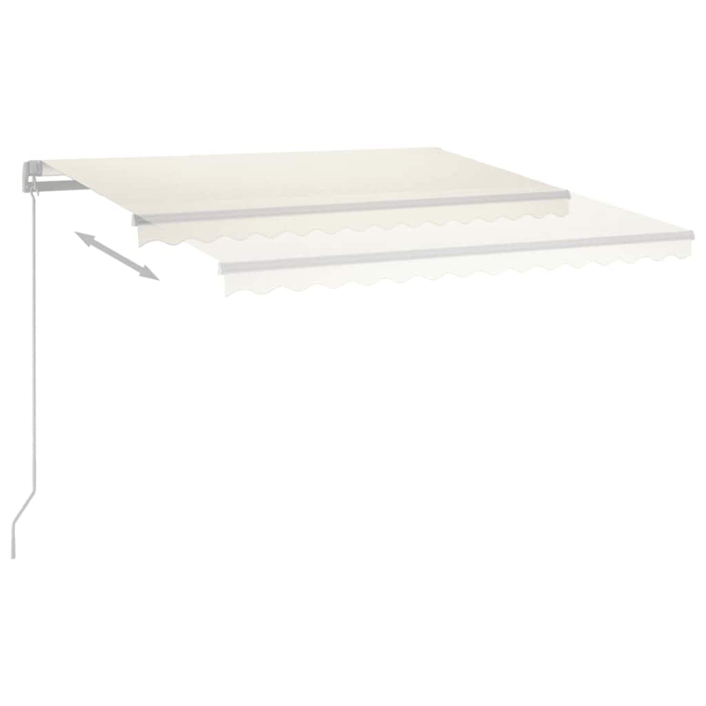 Τέντα Συρόμενη Χειροκίνητη με LED Κρεμ 400 x 300 εκ. - PAKOBAZAAR