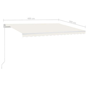 Τέντα Συρόμενη Χειροκίνητη με LED Κρεμ 400 x 300 εκ. - PAKOBAZAAR