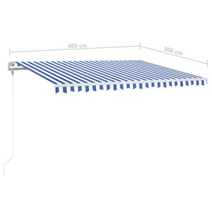 Τέντα Αυτόματη με LED & Αισθητήρα Ανέμου Μπλε/Λευκό 400x300 εκ. - Pakobazaar