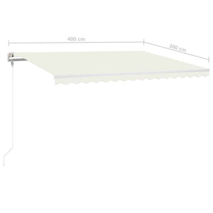 Τέντα Αυτόματη με LED & Αισθητήρα Ανέμου Κρεμ 400 x 300 εκ. - Pakobazaar