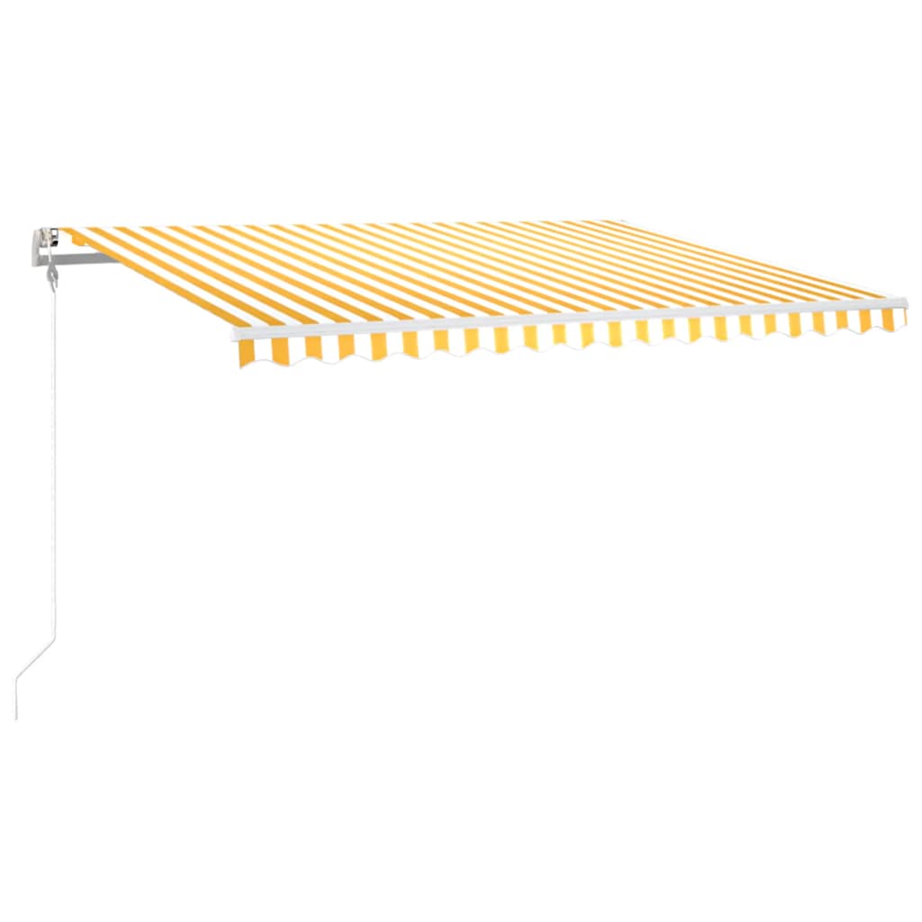 Τέντα Αυτόματη με LED & Αισθ. Ανέμου Κίτρινο/Λευκό 400x300 εκ. - Pakobazaar