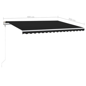 Τέντα Αυτόματη με LED & Αισθητήρα Ανέμου Ανθρακί 400x300 εκ. - Pakobazaar