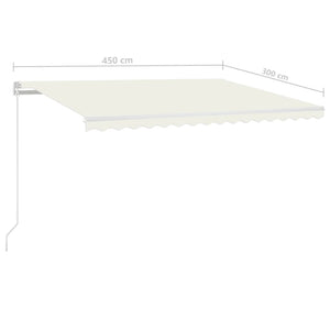 Τέντα Συρόμενη Αυτόματη Κρεμ 450 x 300 εκ. - Pakobazaar