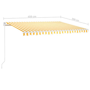 Τέντα Συρόμενη Αυτόματη Kίτρινο / Λευκό 450 x 300 εκ. - PAKOBAZAAR