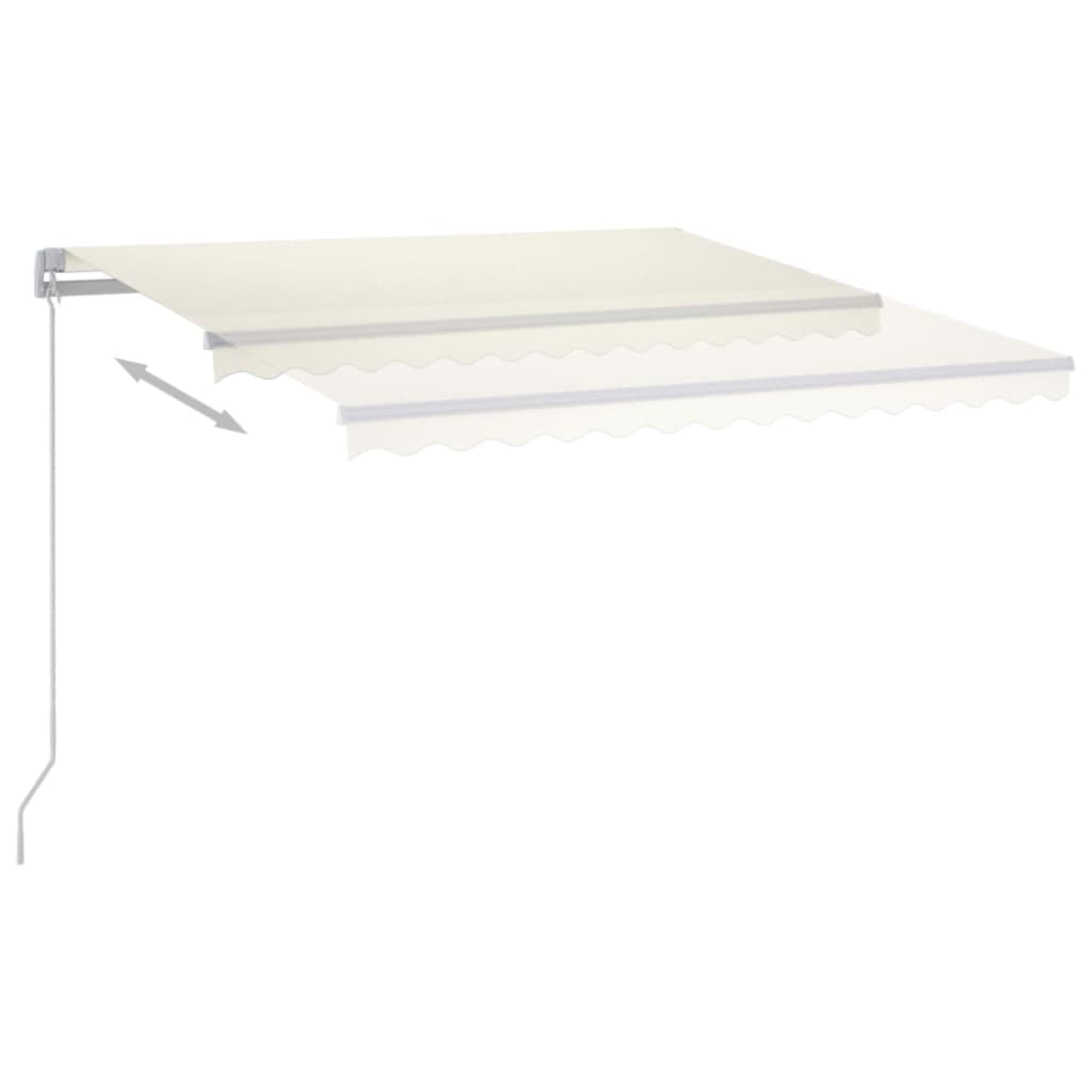 Τέντα Συρόμενη Χειροκίνητη με LED Κρεμ 450 x 300 εκ. - Pakobazaar