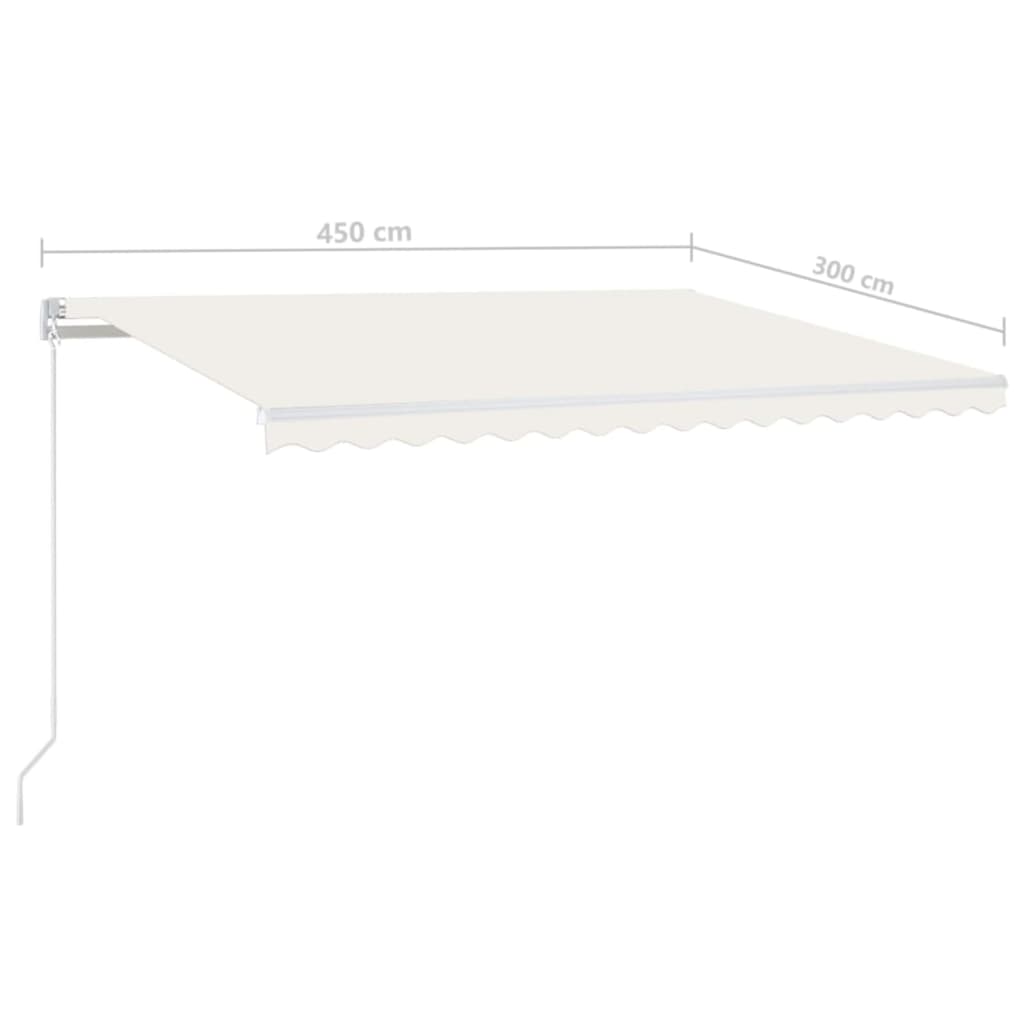 Τέντα Συρόμενη Χειροκίνητη με LED Κρεμ 450 x 300 εκ. - Pakobazaar