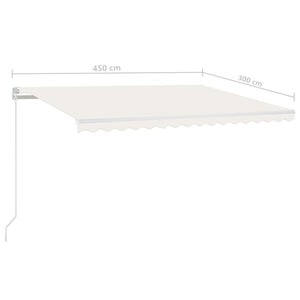 Τέντα Συρόμενη Χειροκίνητη με LED Κρεμ 450 x 300 εκ. - Pakobazaar