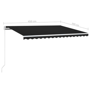 Τέντα Συρόμενη Χειροκίνητη με LED Ανθρακί 450 x 300 εκ. - PAKOBAZAAR