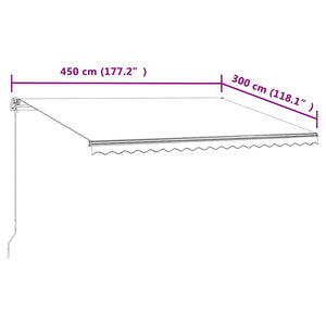 Τέντα Συρόμενη Αυτόματη Κρεμ 450 x 300 εκ. - Pakobazaar