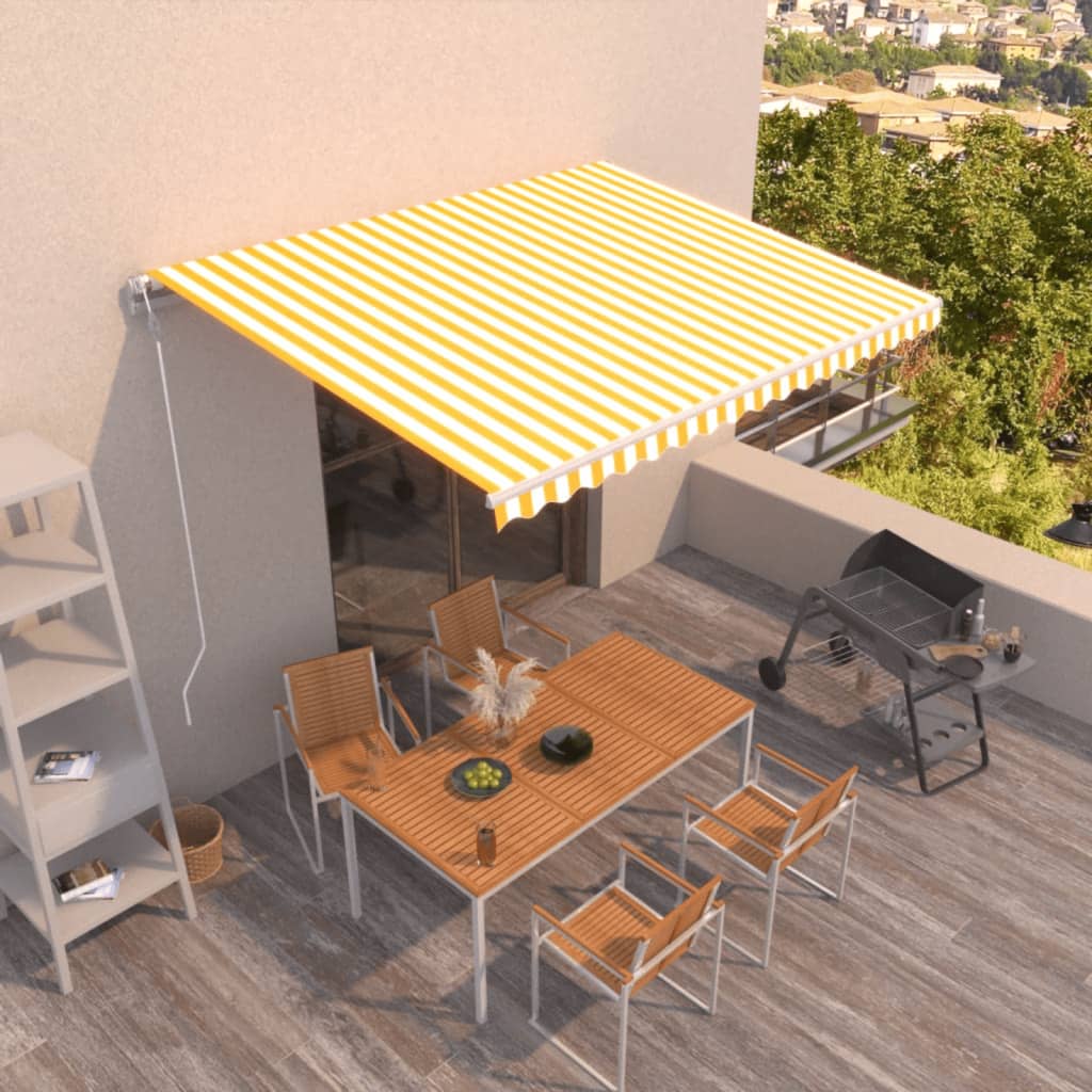 Τέντα Συρόμενη Αυτόματη Kίτρινο / Λευκό 450 x 300 εκ. - PAKOBAZAAR