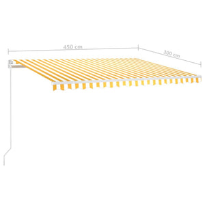 Τέντα Αυτόματη με LED & Αισθ. Ανέμου Κίτρινο/Λευκό 450x300 εκ. - Pakobazaar