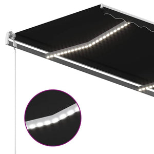Τέντα Αυτόματη με LED & Αισθητήρα Ανέμου Ανθρακί 450x300 εκ. - Pakobazaar