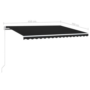 Τέντα Αυτόματη με LED & Αισθητήρα Ανέμου Ανθρακί 450x300 εκ. - Pakobazaar